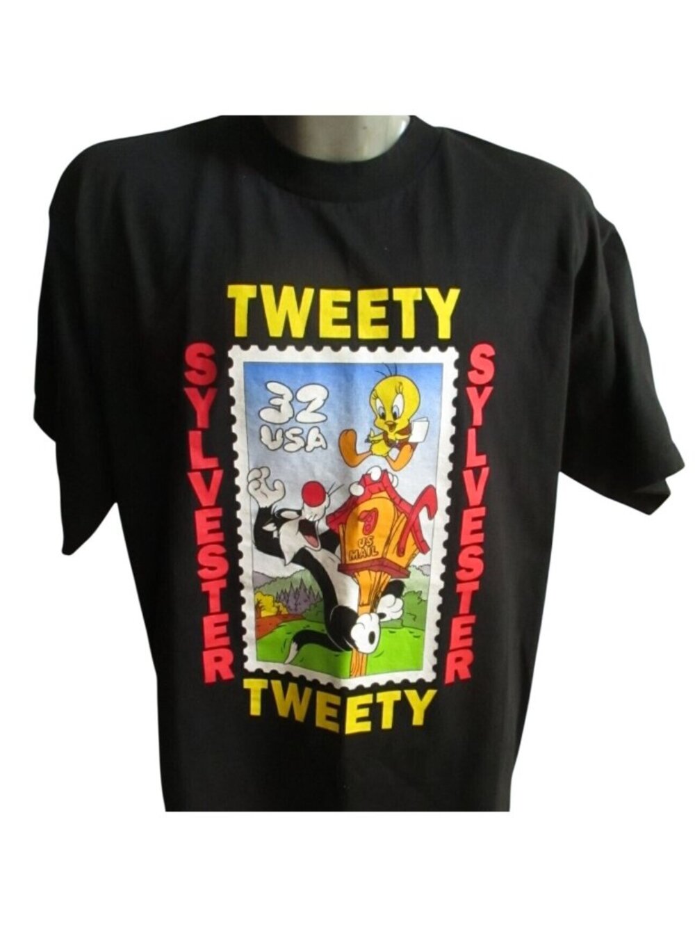 Vintage Men's T-shirt XL Looney Tunes Tweety Sylvester Stamp 1997 1990's USA XL